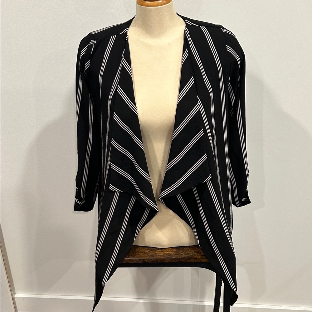 Monteau Black and White Striped Blazer